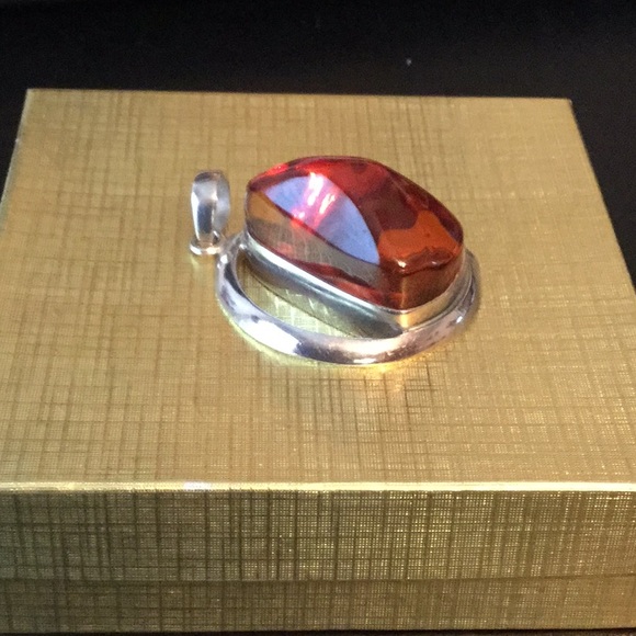 Amber Gemstone Slide/Pendant in Sterling Silver. - Picture 4 of 5